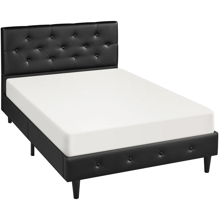 Yaheetech Classic Faux Leather Upholstered Bed Frame,Black