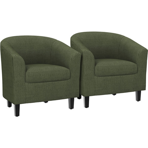 Yaheetech Corduroy Barrel Chairs Set of 2