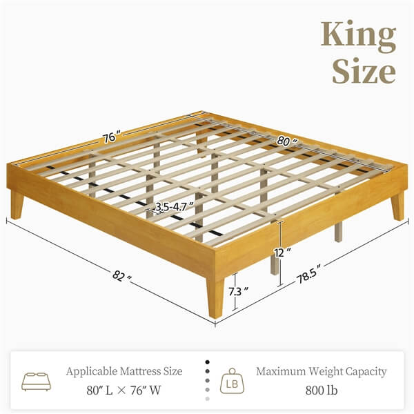 Yaheetech Wooden Bed Frame with Plywood Slat
