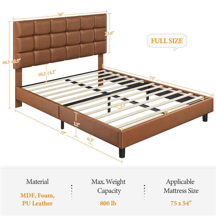 Yaheetech Upholstered Bed Frame, Amber Brown
