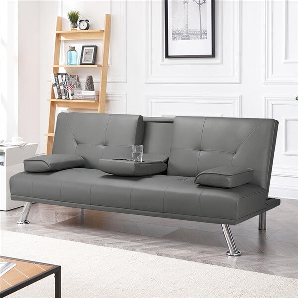 Sleeper Modern Faux Leather Home Recliner Reversible Loveseat Folding Daybed Guest Bed