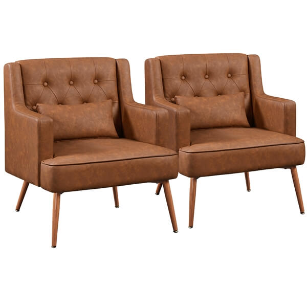 Yaheetech Comfy Upholstered Reading Chair Wood Leg