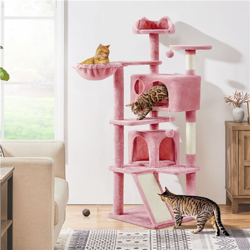 Yaheetech 57 H Plush Cat Tree Condo for Kittens Small Cats Dark Gray