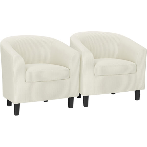 Yaheetech Corduroy Barrel Chairs Set of 2