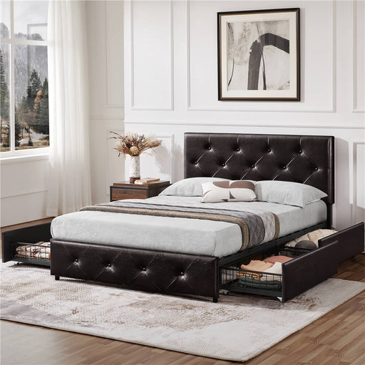 Yaheetech Bed Frame with Drawer Storage full