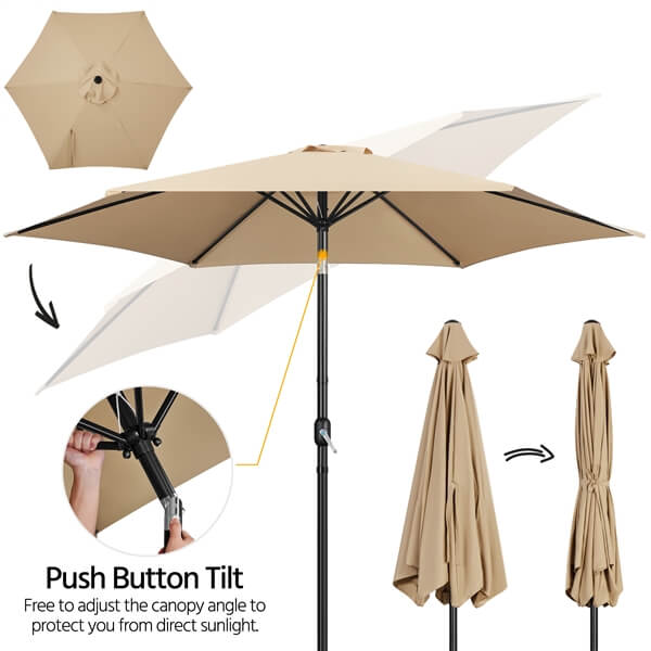 Yaheetech Outdoor Table Umbrella with Push Button Tilt and Crank