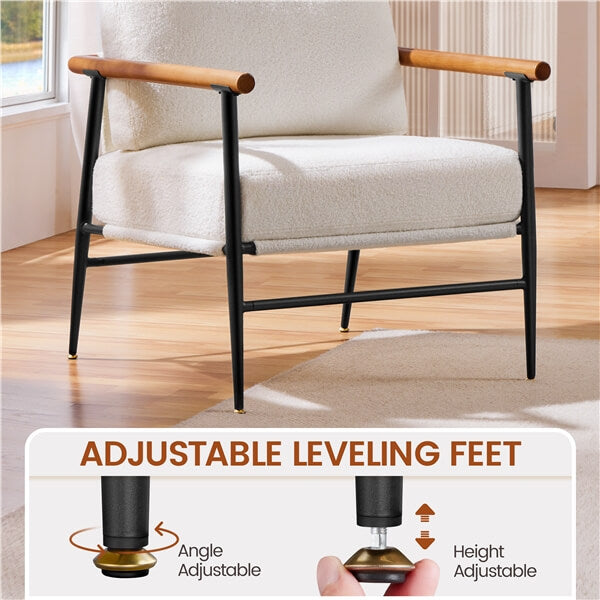 Yaheetech Boucle Fabric Lounge Chair with Metal Frame