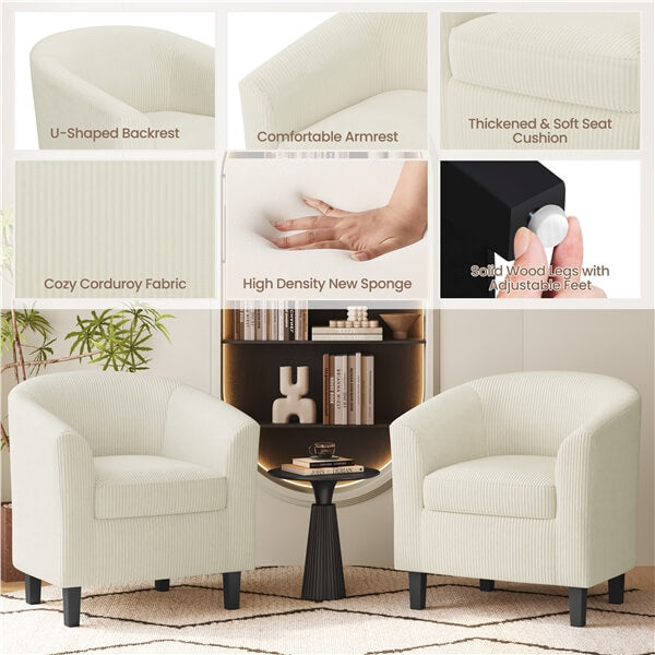 Yaheetech Corduroy Barrel Chairs Set of 2