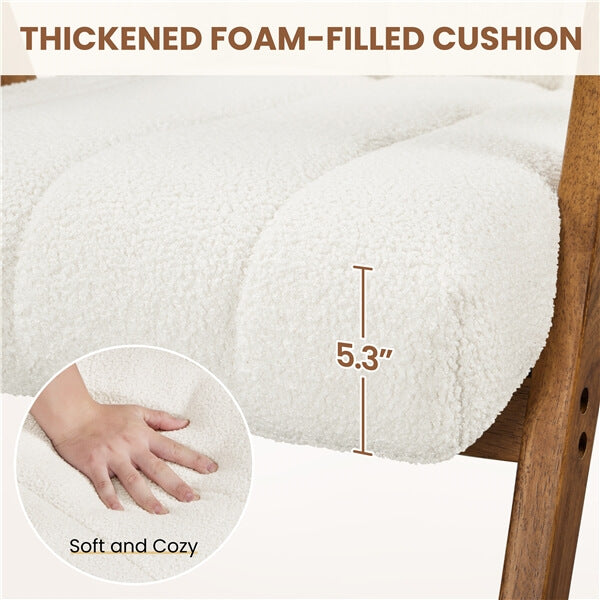 Yaheetech Boucle Fabric Mid Century Accent Chair