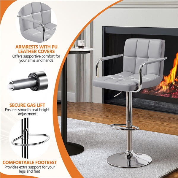 Yaheetech PU Leather Adjustable Swivel Barstools