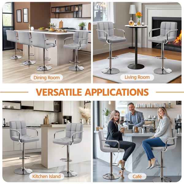 Yaheetech PU Leather Adjustable Swivel Barstools
