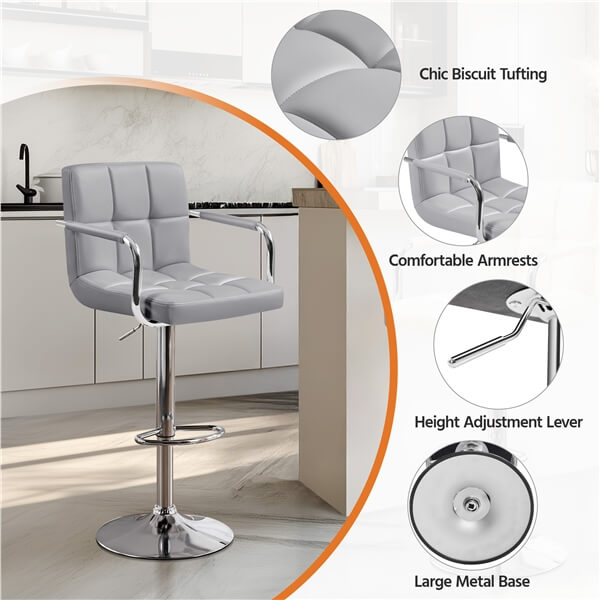 Yaheetech PU Leather Adjustable Swivel Barstools