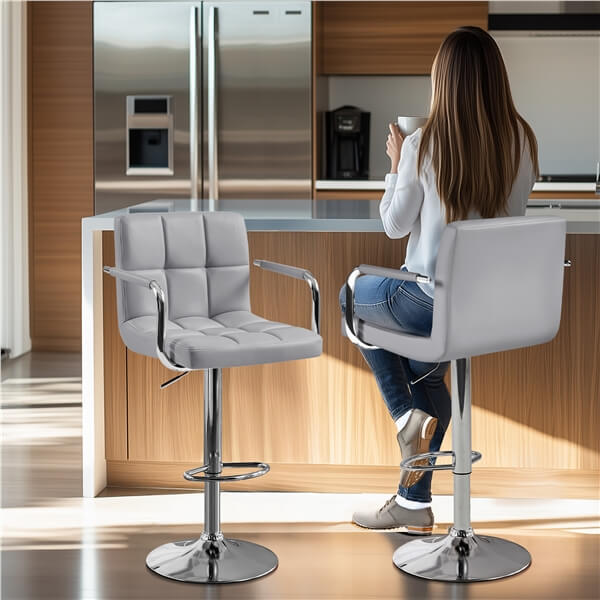 Yaheetech PU Leather Adjustable Swivel Barstools