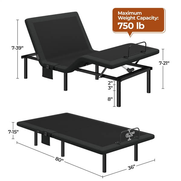 Yaheetech Adjustable Bed Frame with Wireless Remote Control