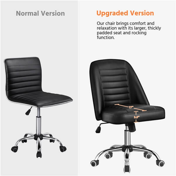 Yaheetech Mid Back PU Leather Armless Desk Office Chair