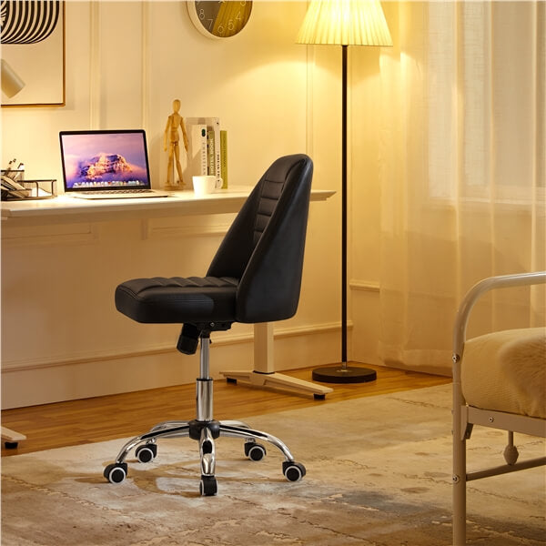 Yaheetech Mid Back PU Leather Armless Desk Office Chair