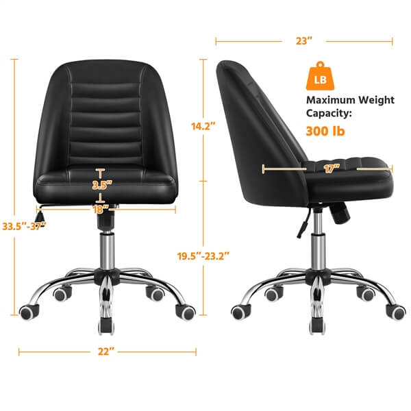 Yaheetech Mid Back PU Leather Armless Desk Office Chair