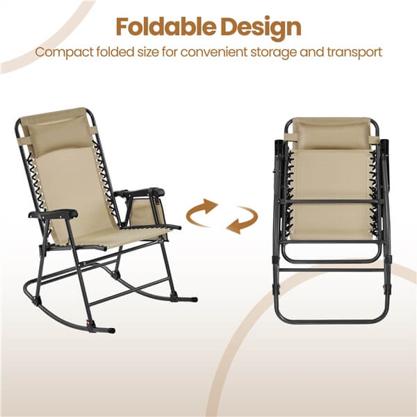 Yaheetech Rocking Chairs Foldable Outdoor Reclining Lounge Chair