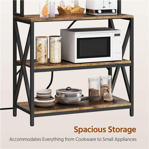 Yaheetech Kitchen Bakers Rack with Power Outlet & LED Lights