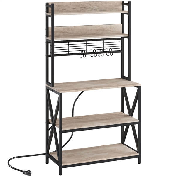Yaheetech Kitchen Bakers Rack with Power Outlet & LED Lights