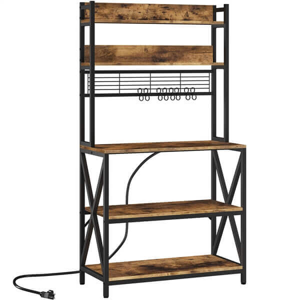 Yaheetech Kitchen Bakers Rack with Power Outlet & LED Lights