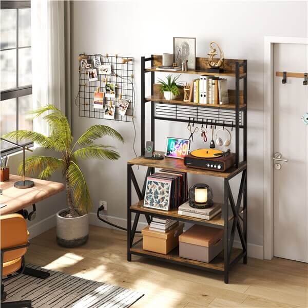 Yaheetech Kitchen Bakers Rack with Power Outlet & LED Lights