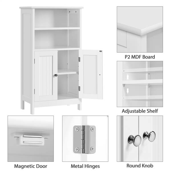 Yaheetech Free Standing Cabinet with Double Door and Adjustable Shelf