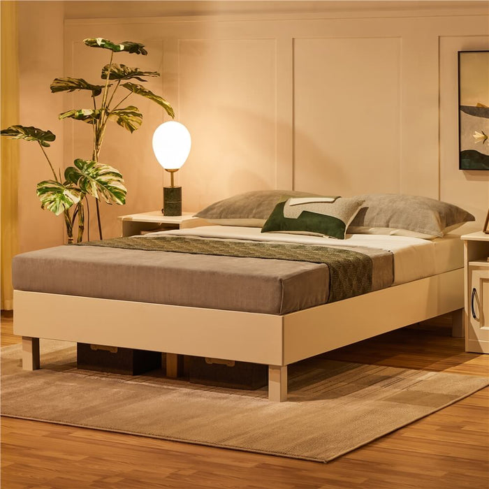 Yaheetech wooden bed frame, white 