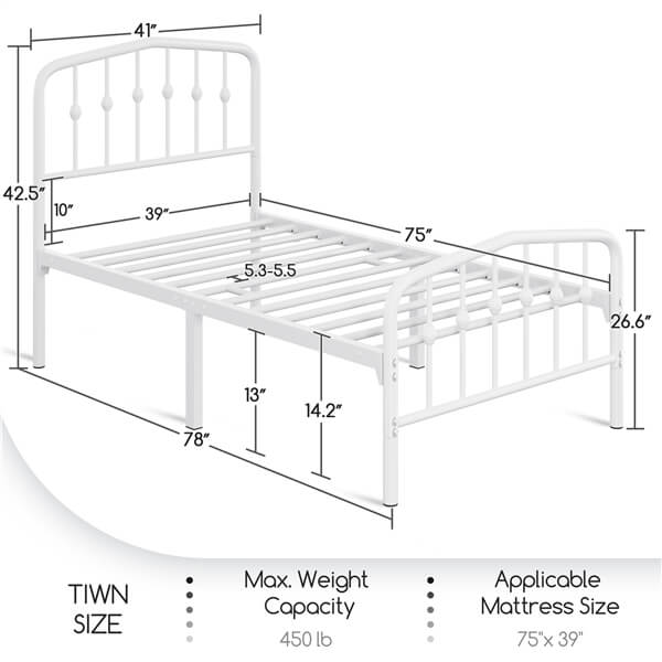 Yaheetech Metal Bed Frame Metal Platform Bed