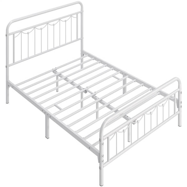 white metal bed frame