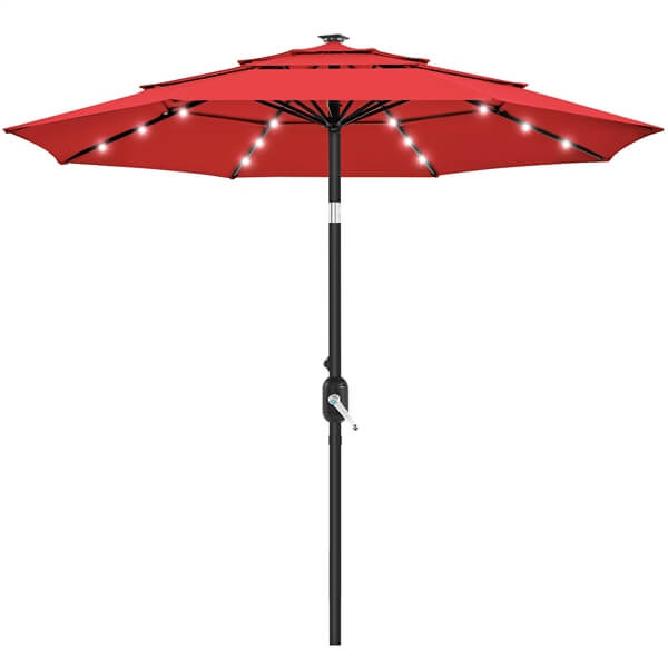 Yaheetech 10ft 3-Tier Vented Solar Patio Umbrella