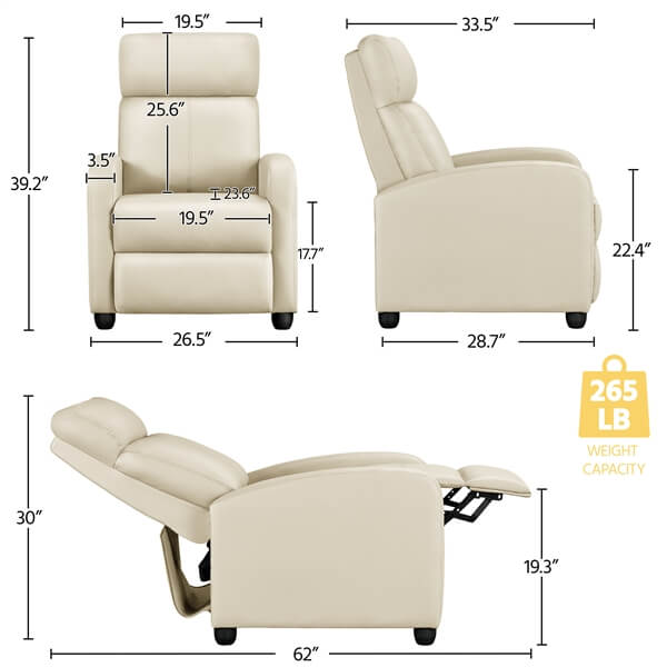 Yaheetech PU Leather Reclining Chair