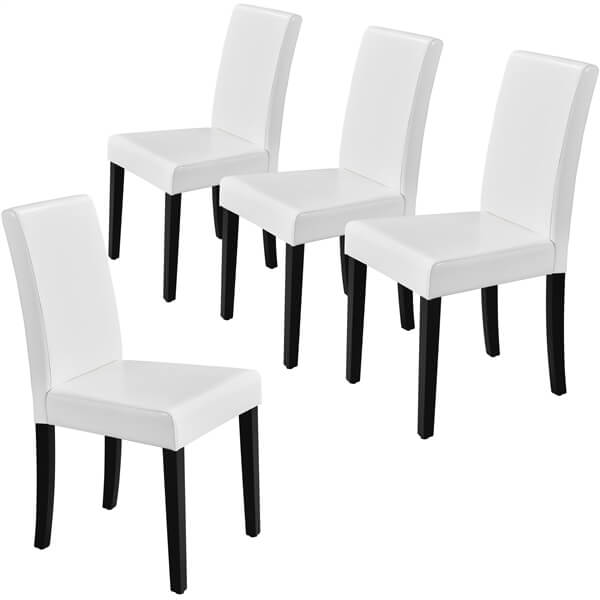 faux white leather dining chairs