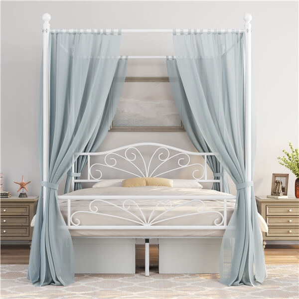 black iron canopy bed king