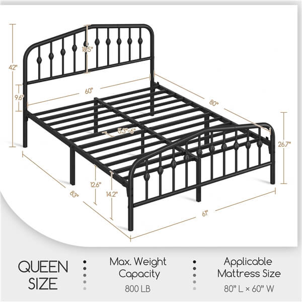 Yaheetech Metal Bed Frame Metal Platform Bed
