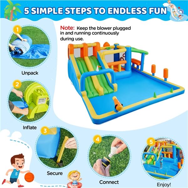 Yaheetech Inflatable Water Slide with Market Stand