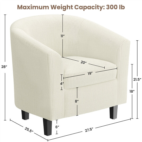 Yaheetech Corduroy Barrel Chairs Set of 2