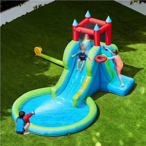 inflatable bounce house with water slide