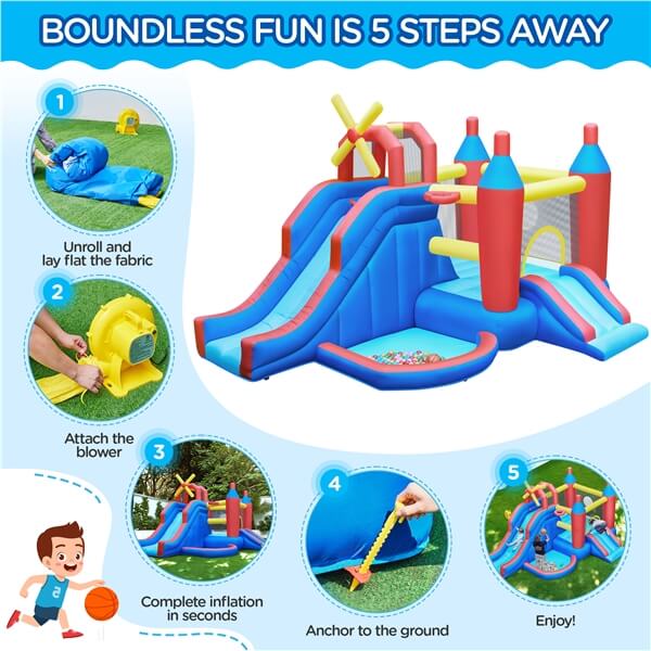 inflatable bounce house with water slide