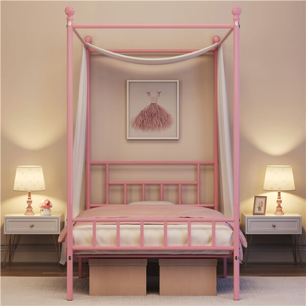 wood twin canopy bed frame
