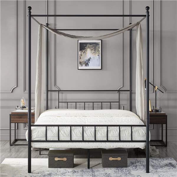 wood canopy platform bed