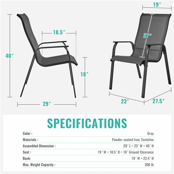 Yaheetech Set of 2 Patio Dining Chairs