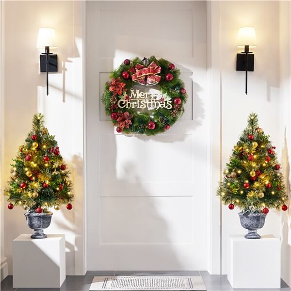 Yaheetech 2Pcs Pre-lit Mini Christmas Trees