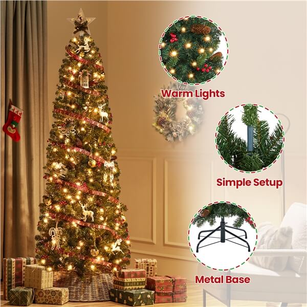 pre lit pencil xmas tree