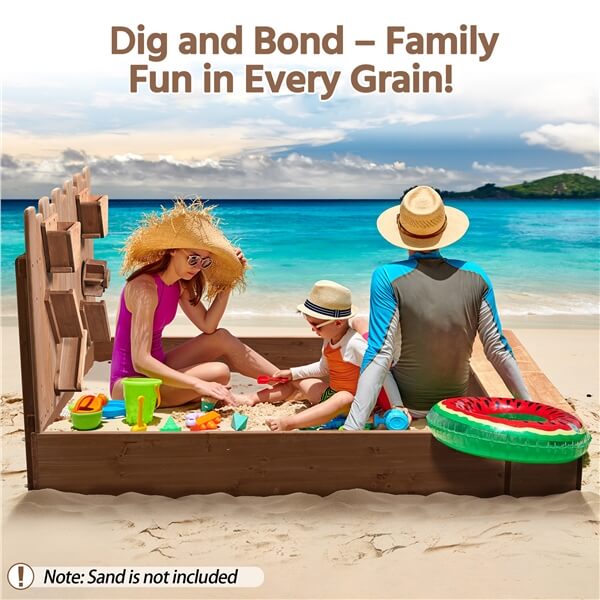 Yaheetech 53× 44.5in Wood Sand Box for Kids Ages 3-8