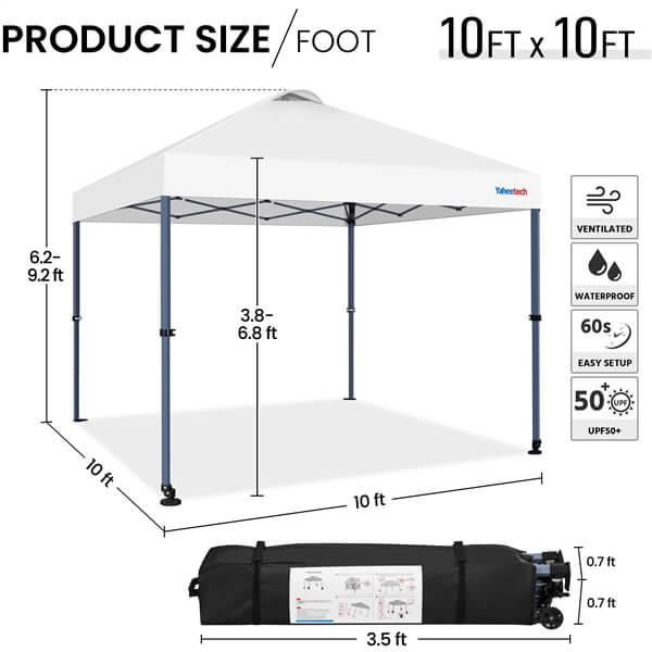 Yaheetech 10x10 Pop-up Canopy Tent with One Push Button