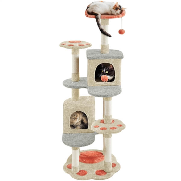 yaheetech-cat-paw-shaped-play-tower-with-heart-shaped-platform