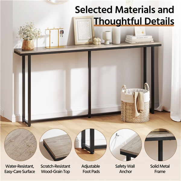 Yaheetech Narrow Console Table with Sturdy Metal Frame