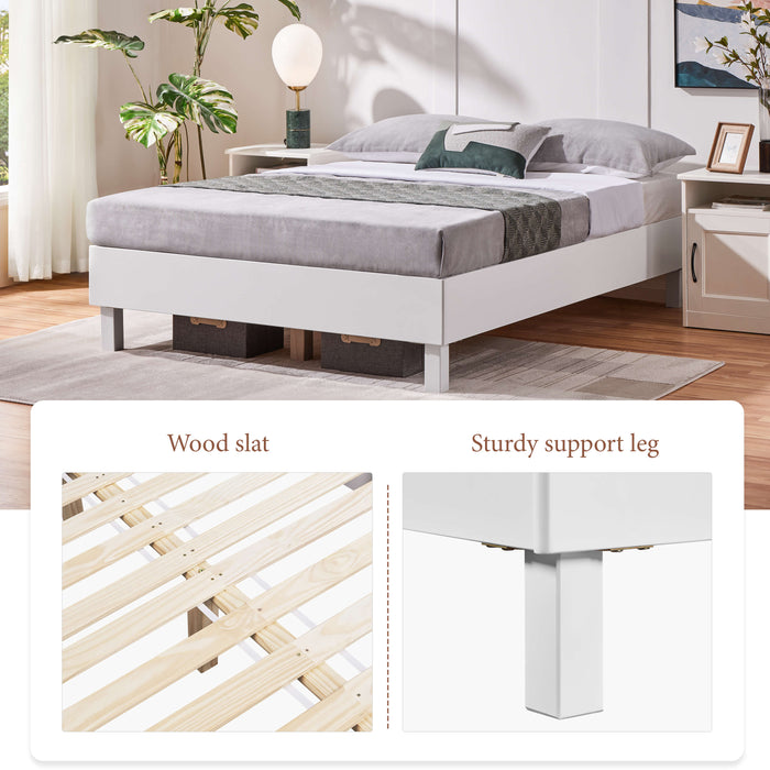Yaheetech wooden bed frame, white 