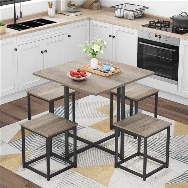 Yaheetech Dining Table Set for 4 Industrial Kitchen Table with 4 Chairs